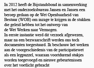 Persbericht Bijstandsbond Amsterdam. Woensdag 27 november 2013 Aanscherping Wet Werk en Bijstand en andere sociale zekerheidswetten